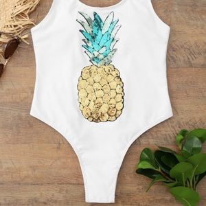NWT Zaful Pineapple High Cut One Piece/ MED